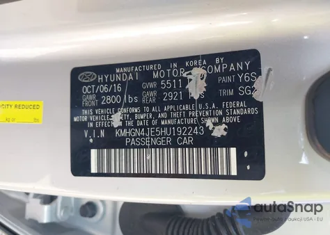 2017 Genesis G80 3.8 z USA, uszkodzony, nr VIN KMHGN4JE5HU192243